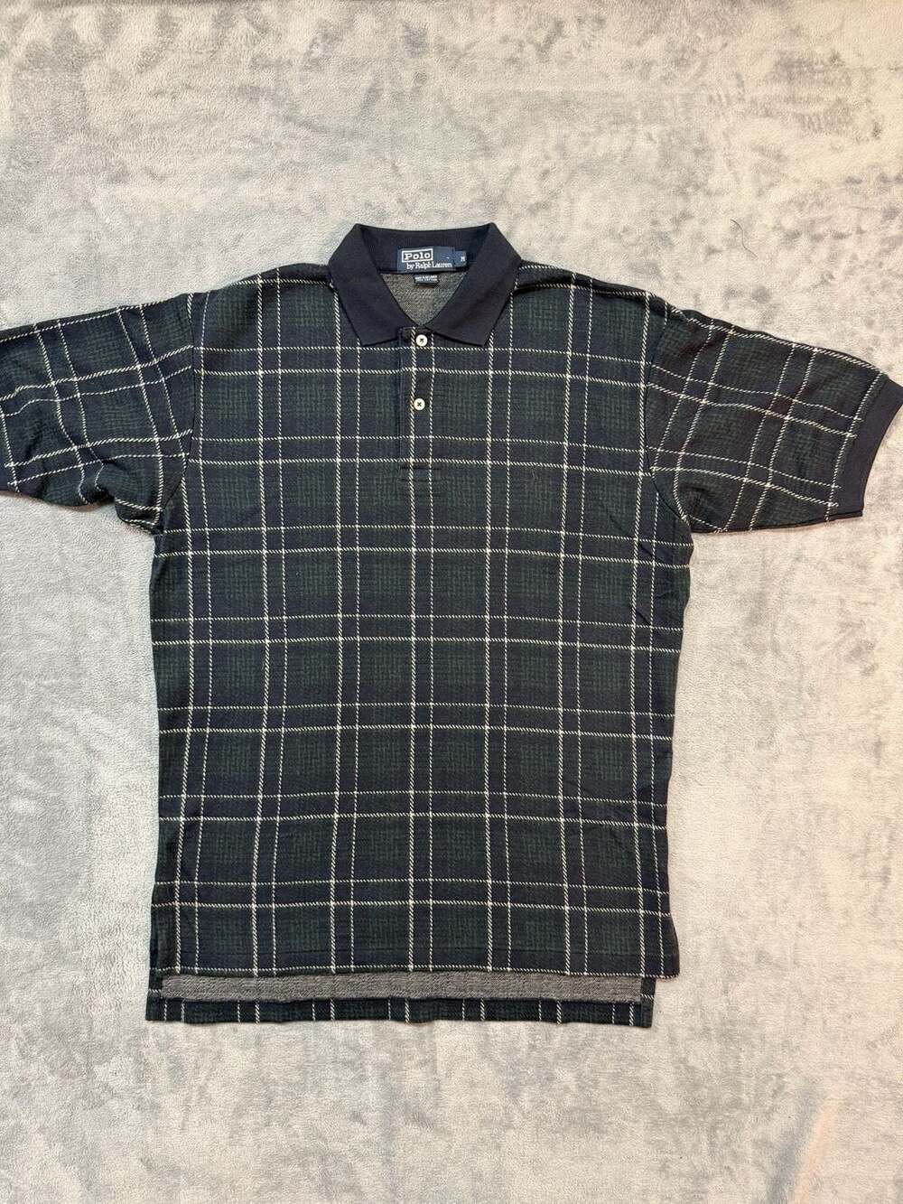 Polo Ralph Lauren Vintage Plaid Grid Pattern Short Sleeve Polo Shirt Medium